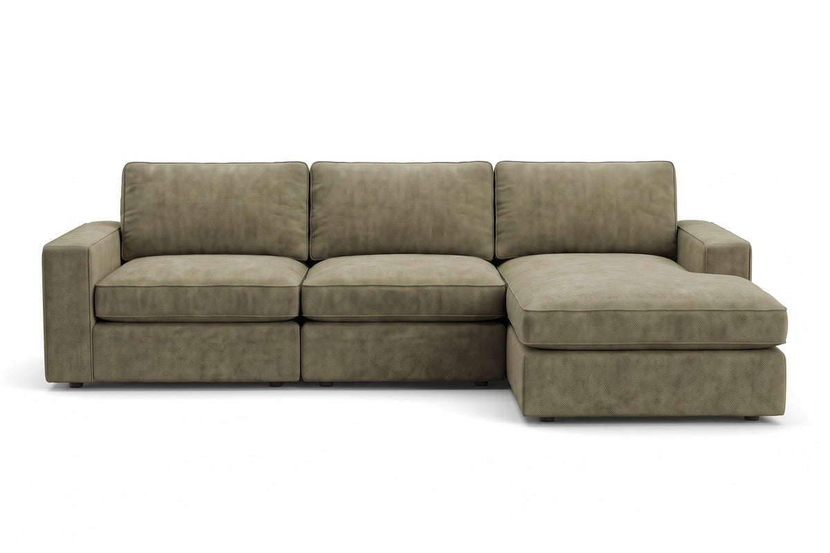 Annecy Modular Sectional in Olive, front view on white