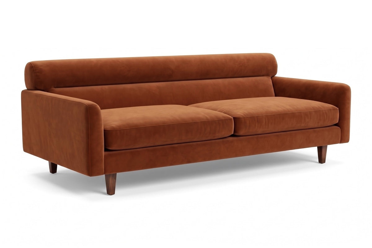 Antibes Cognac Velvet Sofa on white