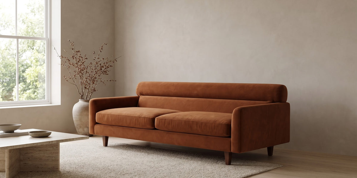 Antibes Cognac Velvet Sofa banner
