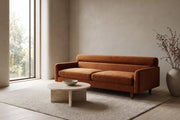 Antibes Cognac Velvet Sofa in a living space