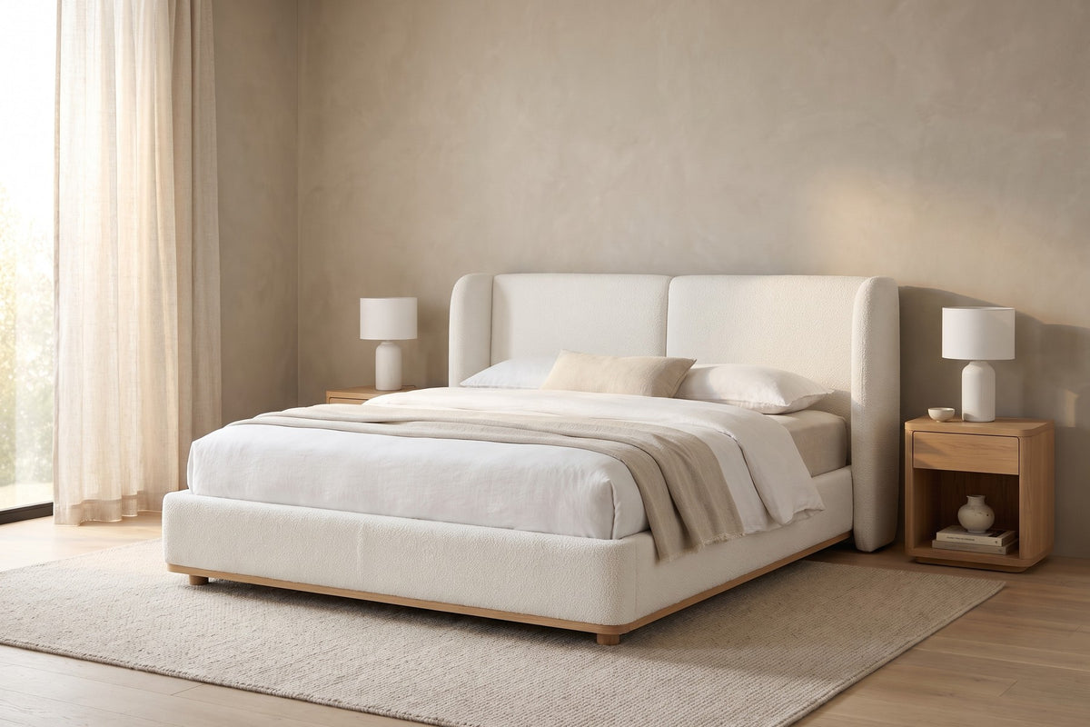 Apolline Bouclé Wingback Platform Bed