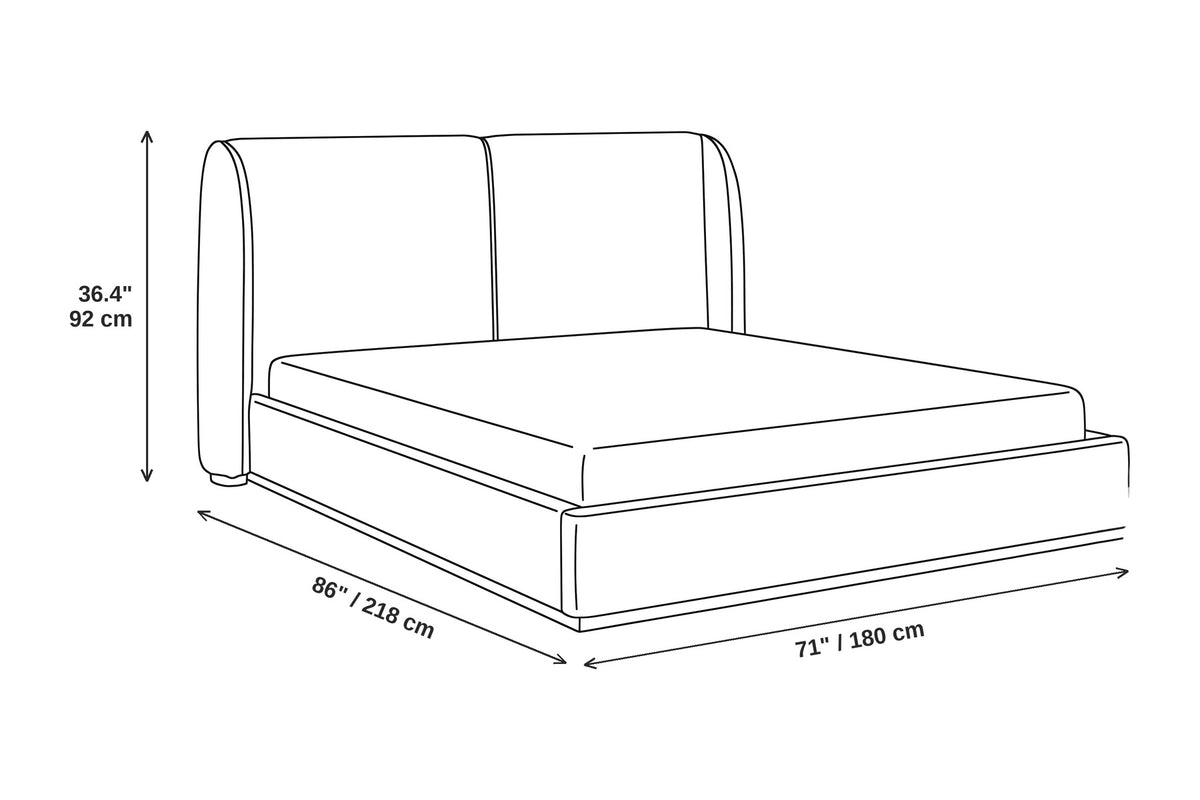 Apolline Bouclé Wingback Platform Bed – White, Queen