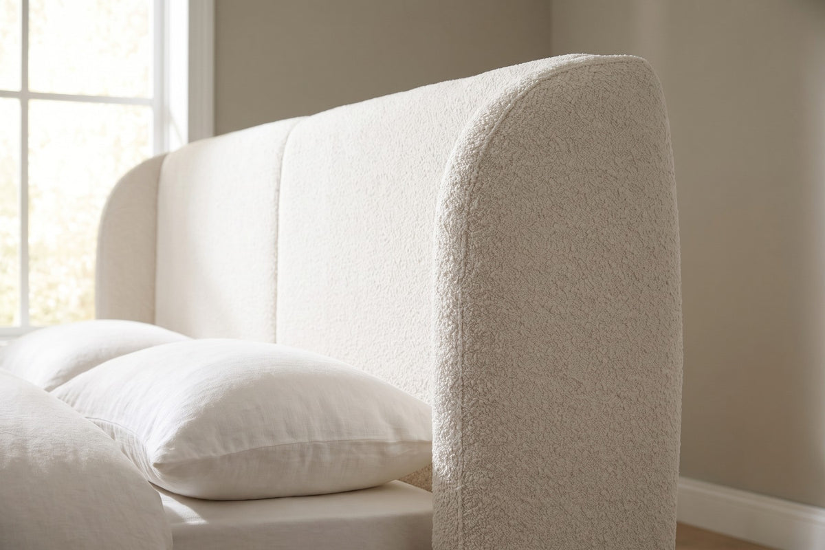 Rounded Wings in White Bouclé
