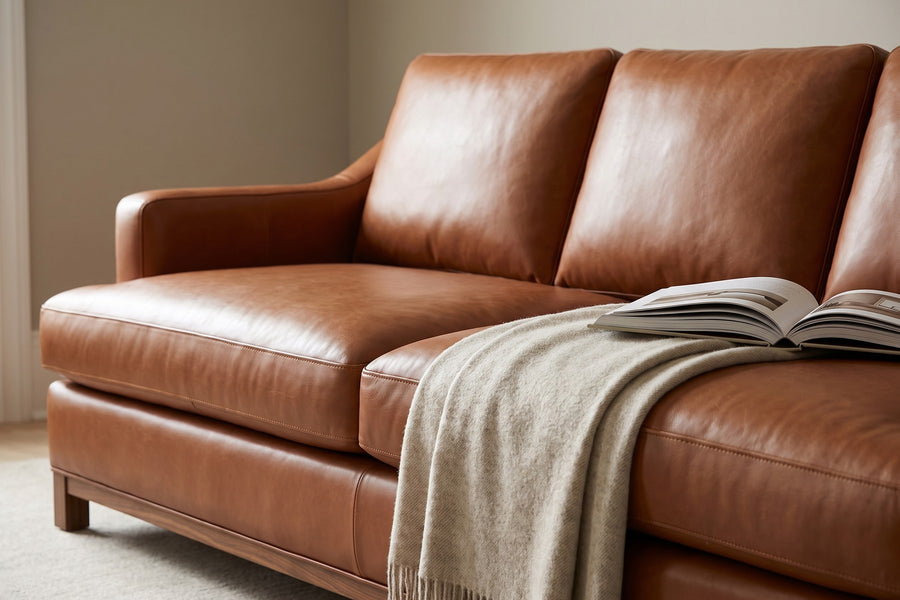 Arcachon Cognac Deep Leather Sofa detail