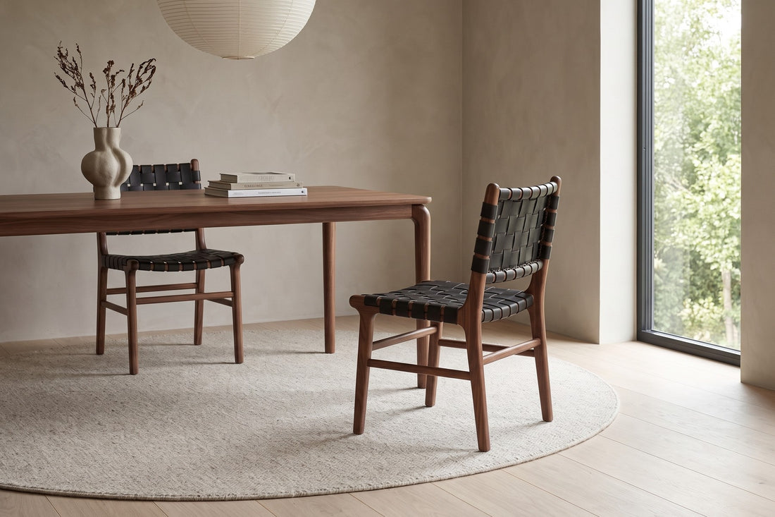 Arles Dining Chair in Black / Walnut, in a living space