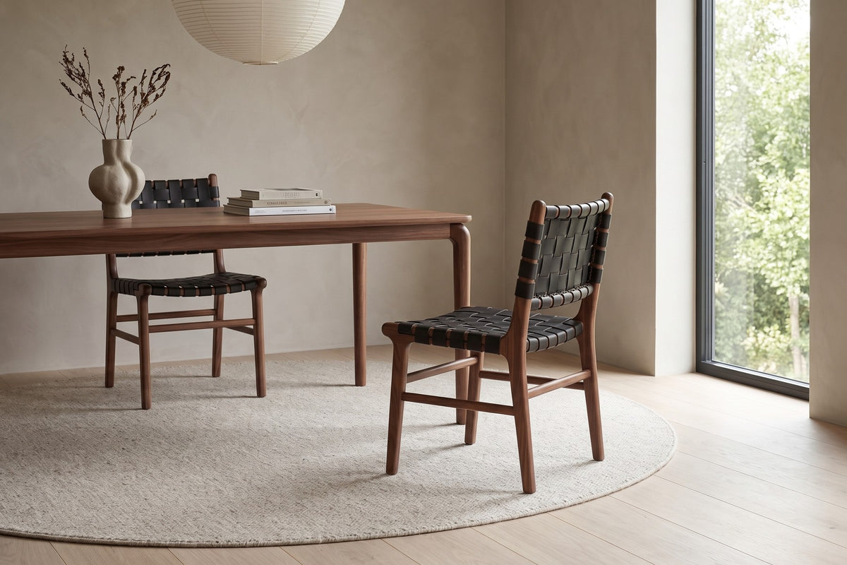 Arles Dining Chair in Black / Walnut, in a living space