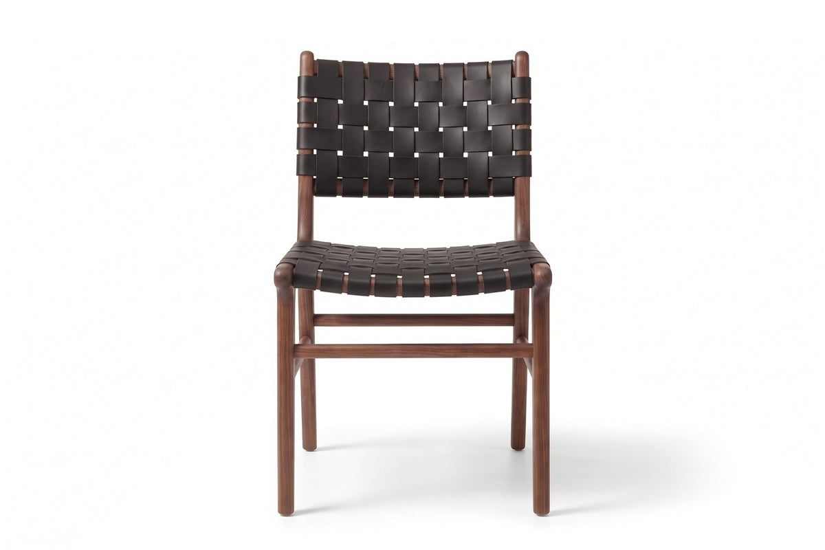 Arles Woven Leather Dining Chair – Solid Oak Frame, Set of 2