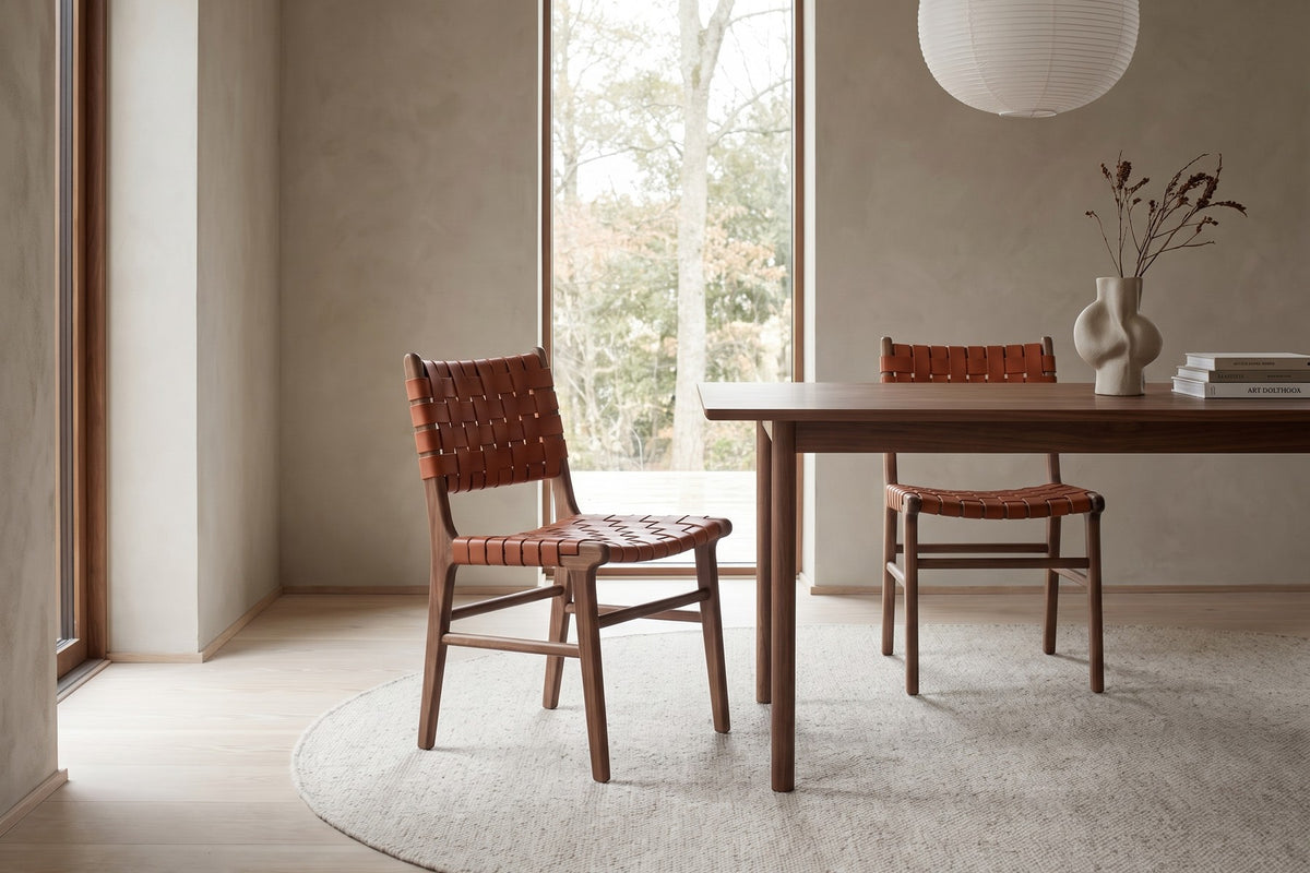 Arles Dining Chair in Cognac / Walnut, in a living space