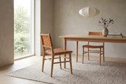 Arles Woven Leather Dining Chair in a living space