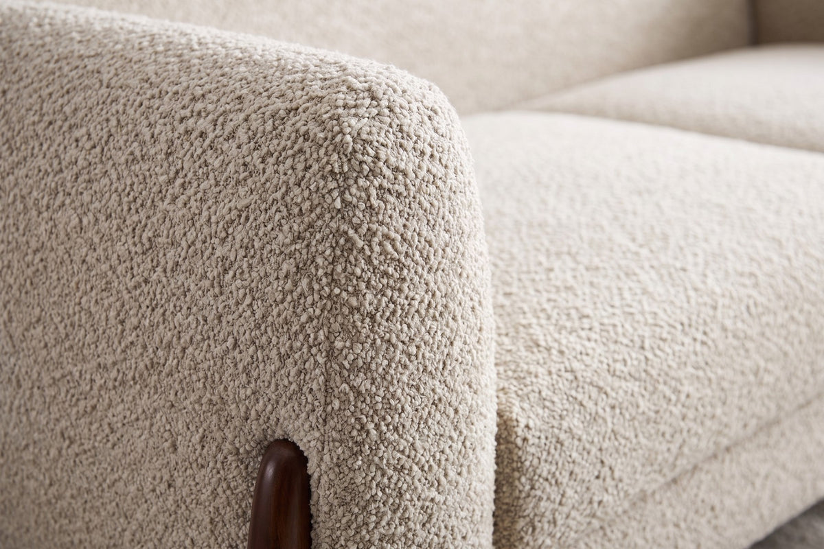 Auteuil 82.75" Bouclé Sofa – Almond, Sculpted Walnut-Finish Feet