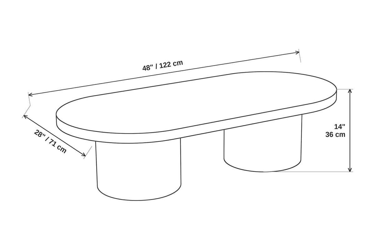 Bandol Travertine Coffee Table dimensions