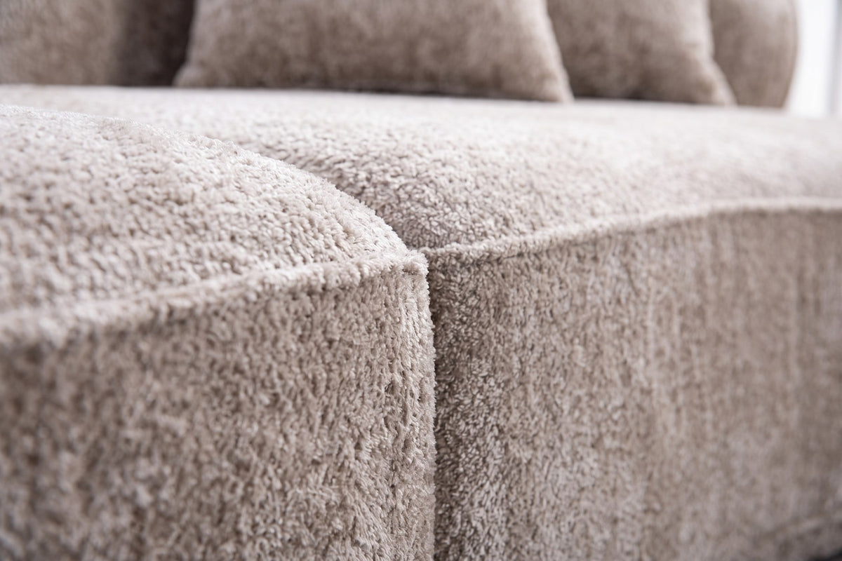 Bastille 114" Curved Bouclé Sectional – Camel, Two Pieces, No Assembly