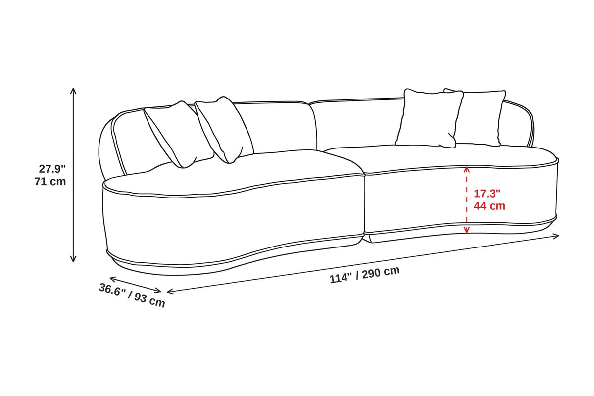 Bastille 114" Curved Bouclé Sectional – Camel, Two Pieces, No Assembly