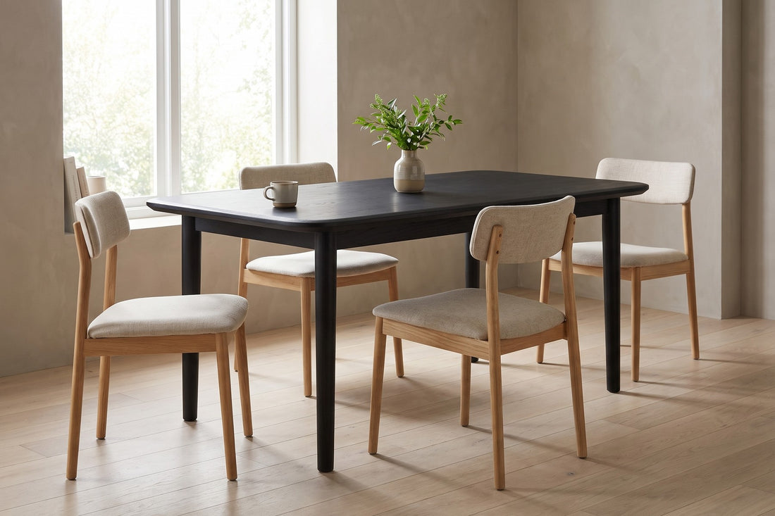 Beaune Dining Table in Black Oak, in a living space