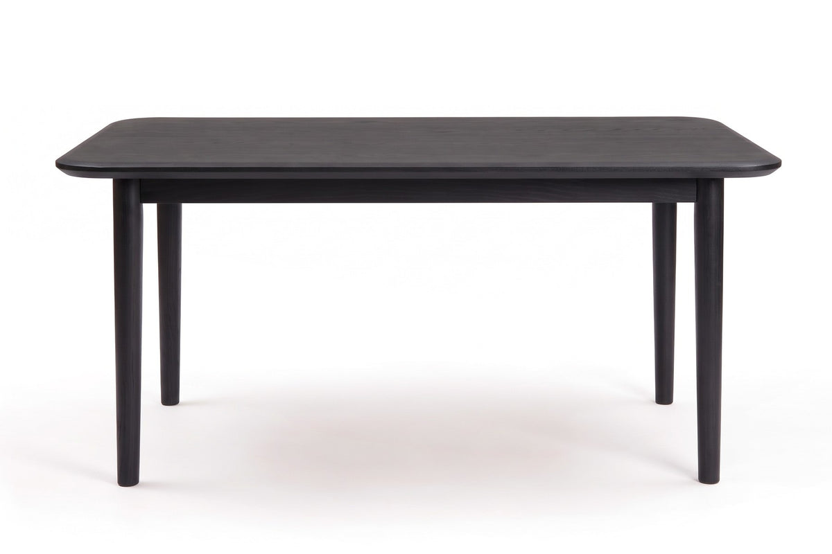 Beaune Dining Table in Black Oak, front view on white
