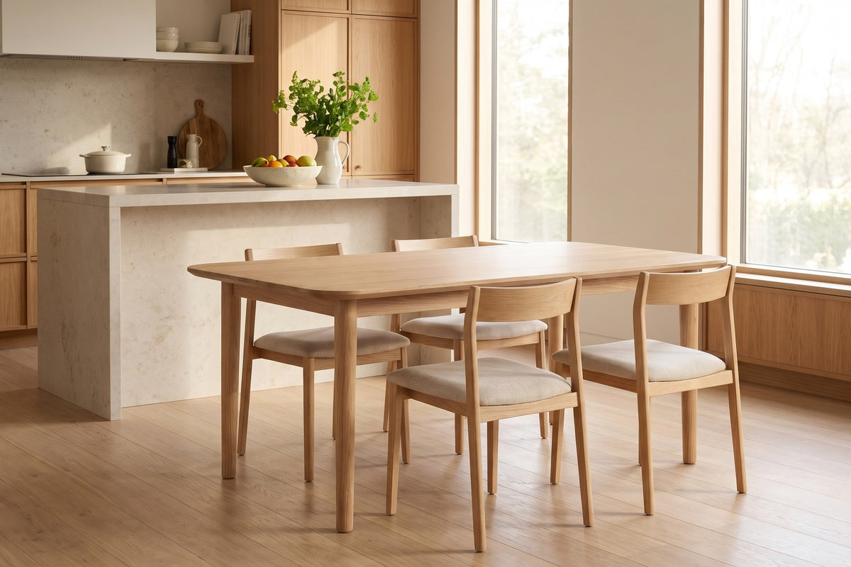 Beaune 60" Dining Table – Solid Walnut or Oak, Rounded Corners, Seats 4