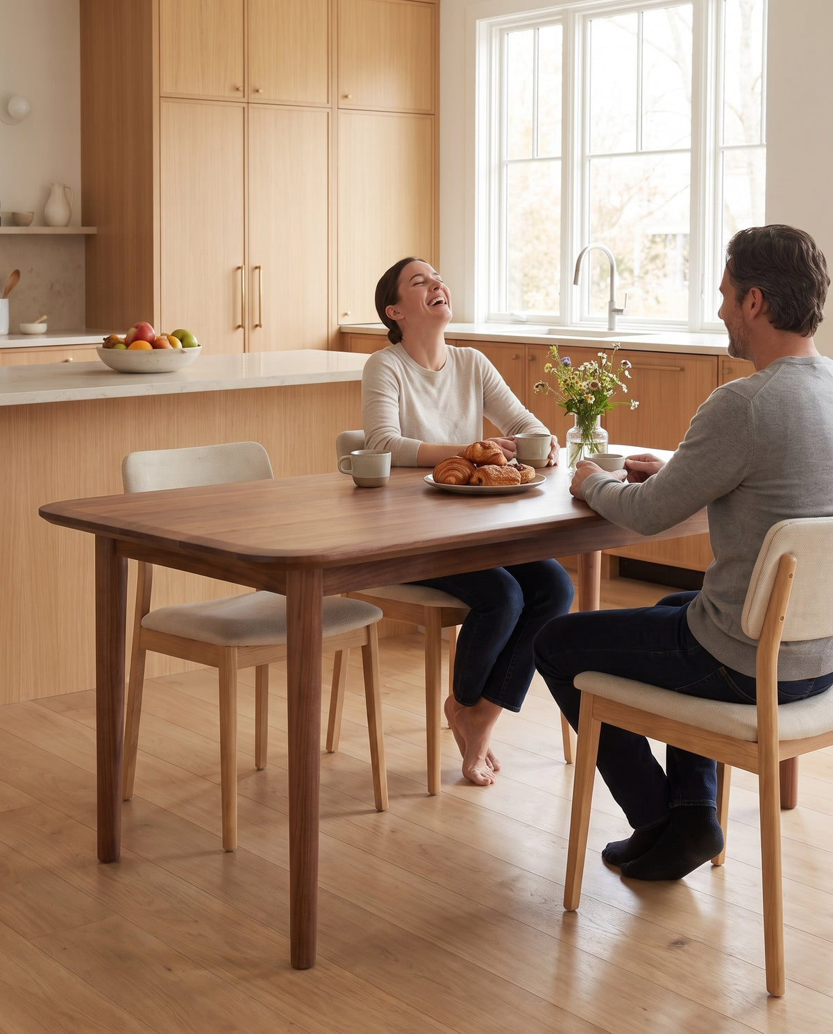 Beaune Walnut Dining Table in everyday use at home