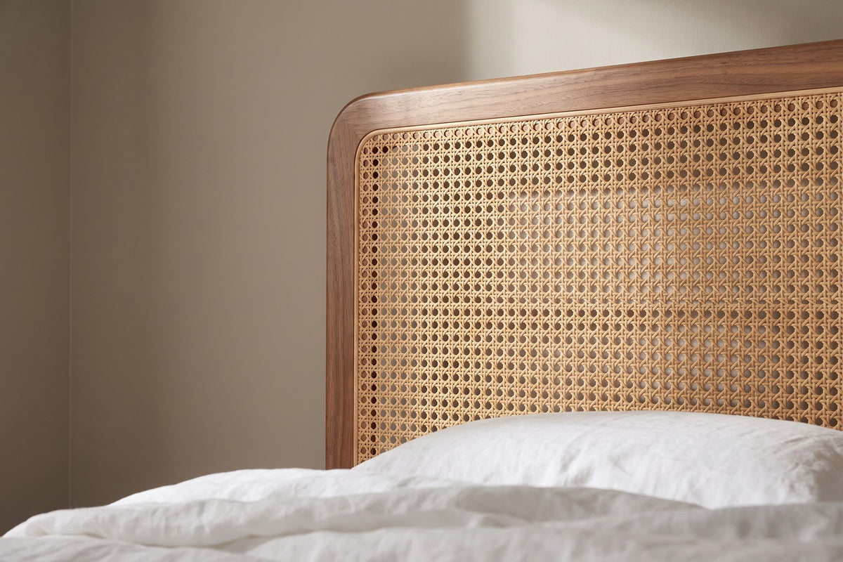 Bergerac Walnut and Cane Bed detail