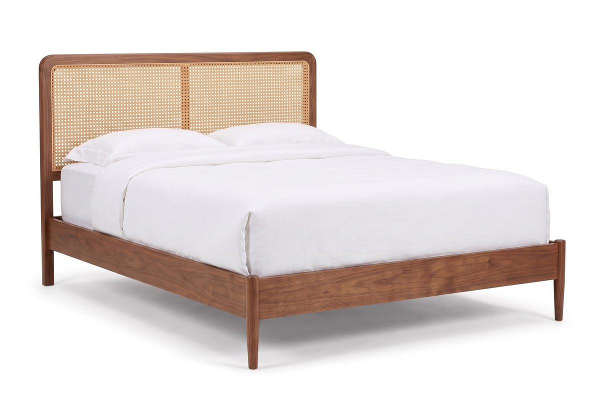 Bergerac Walnut and Cane Bed on white
