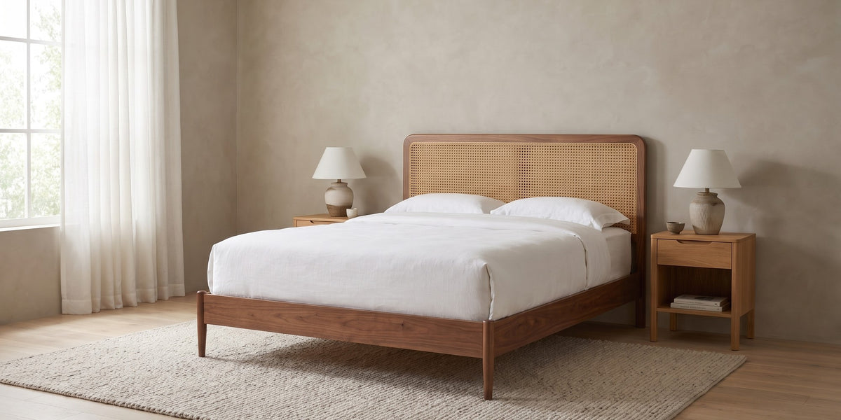 Bergerac Walnut and Cane Bed banner