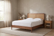 Bergerac Walnut and Cane Bed in a living space