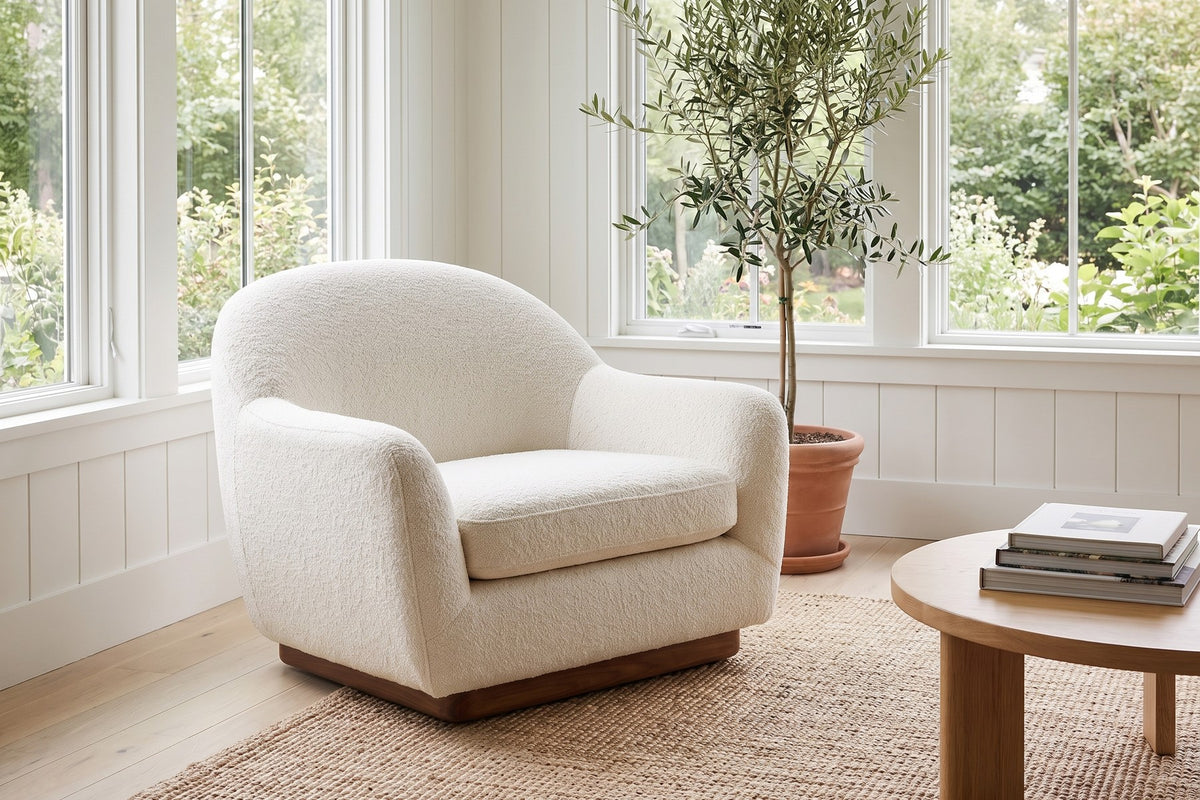 Biot Ivory Bouclé Lounge Chair in a room