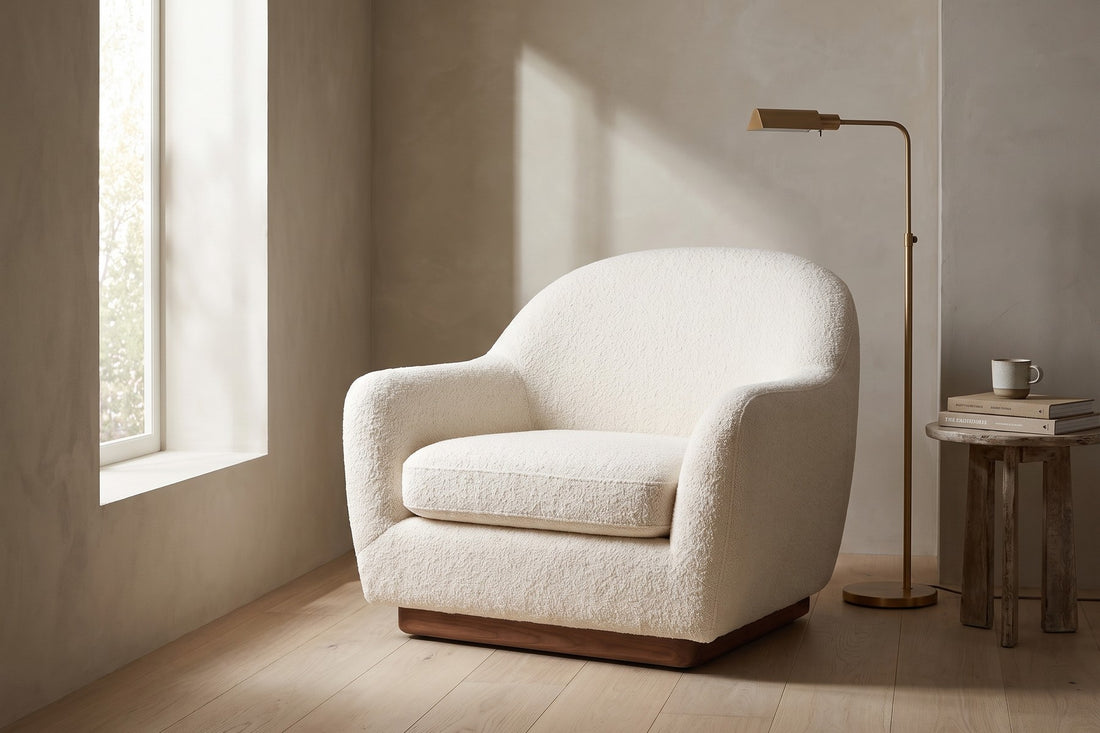 Biot Ivory Bouclé Lounge Chair in a living space