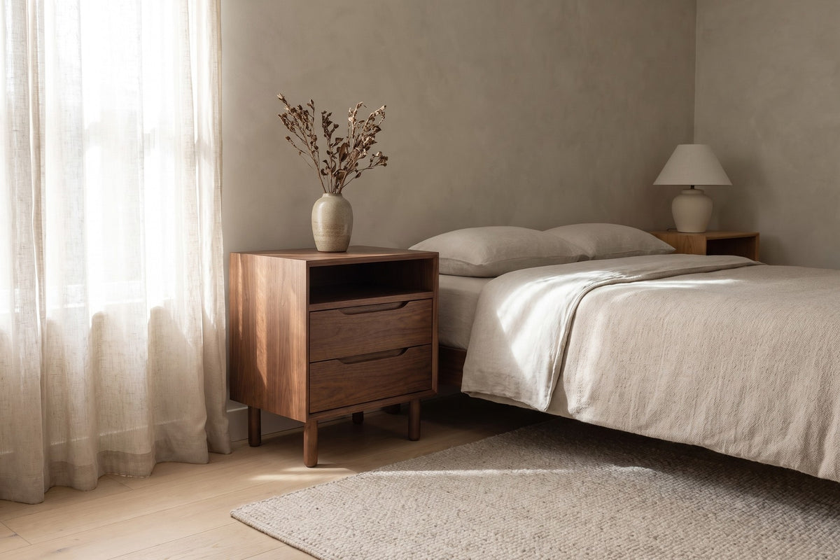Bonnieux Walnut Nightstand in a room