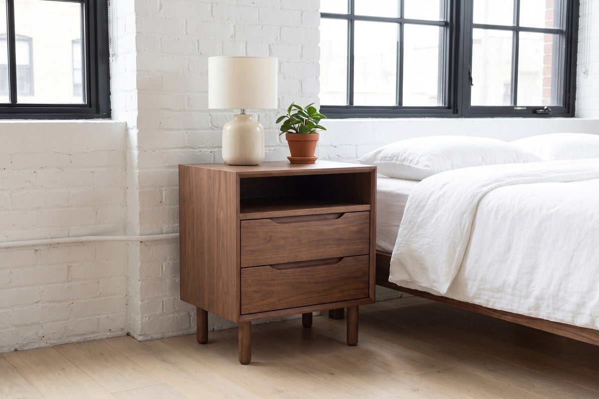 Bonnieux Walnut Nightstand in a room setting
