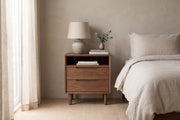 Bonnieux Walnut Nightstand in a living space