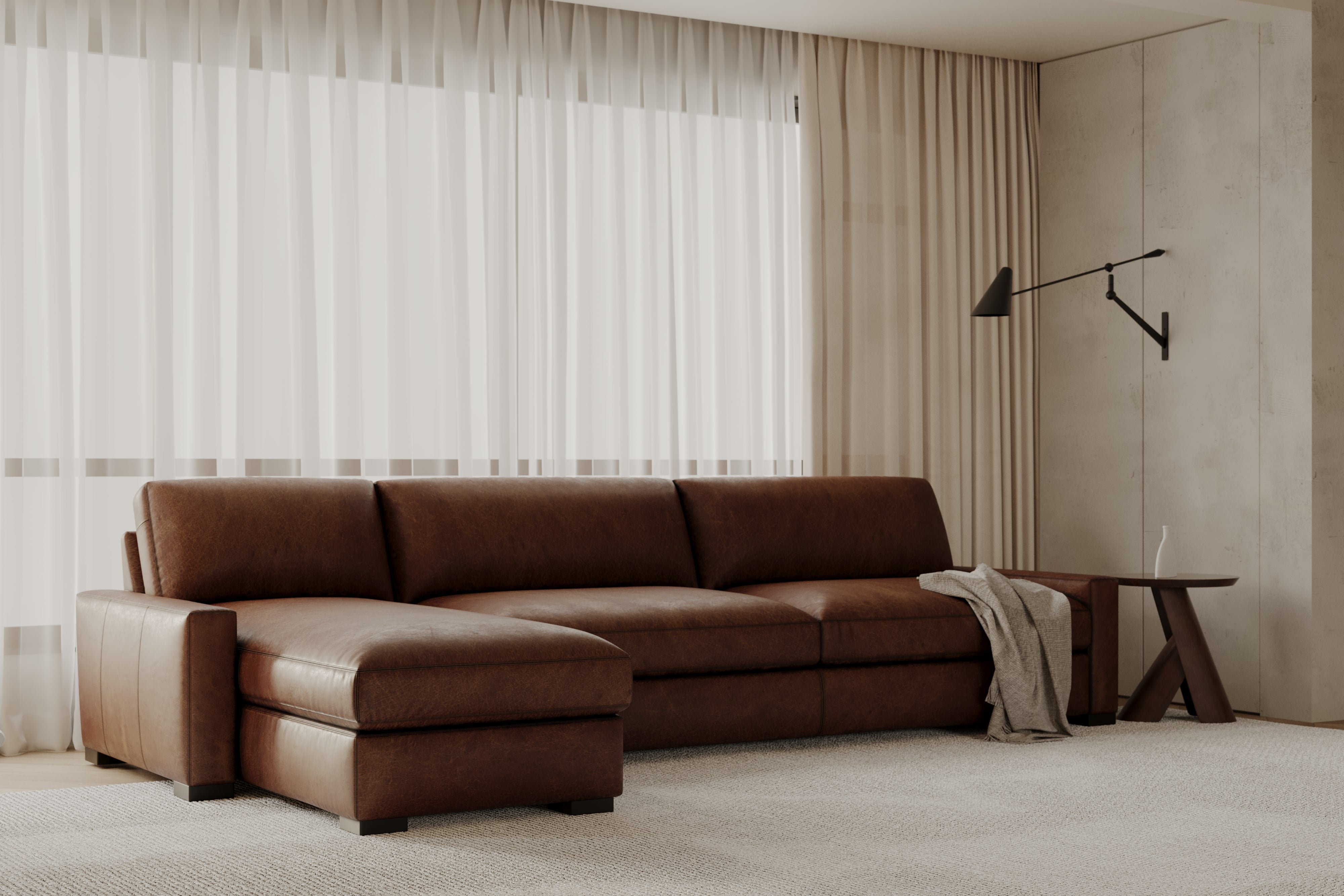 Brunelle  Leather Sectional Sofa