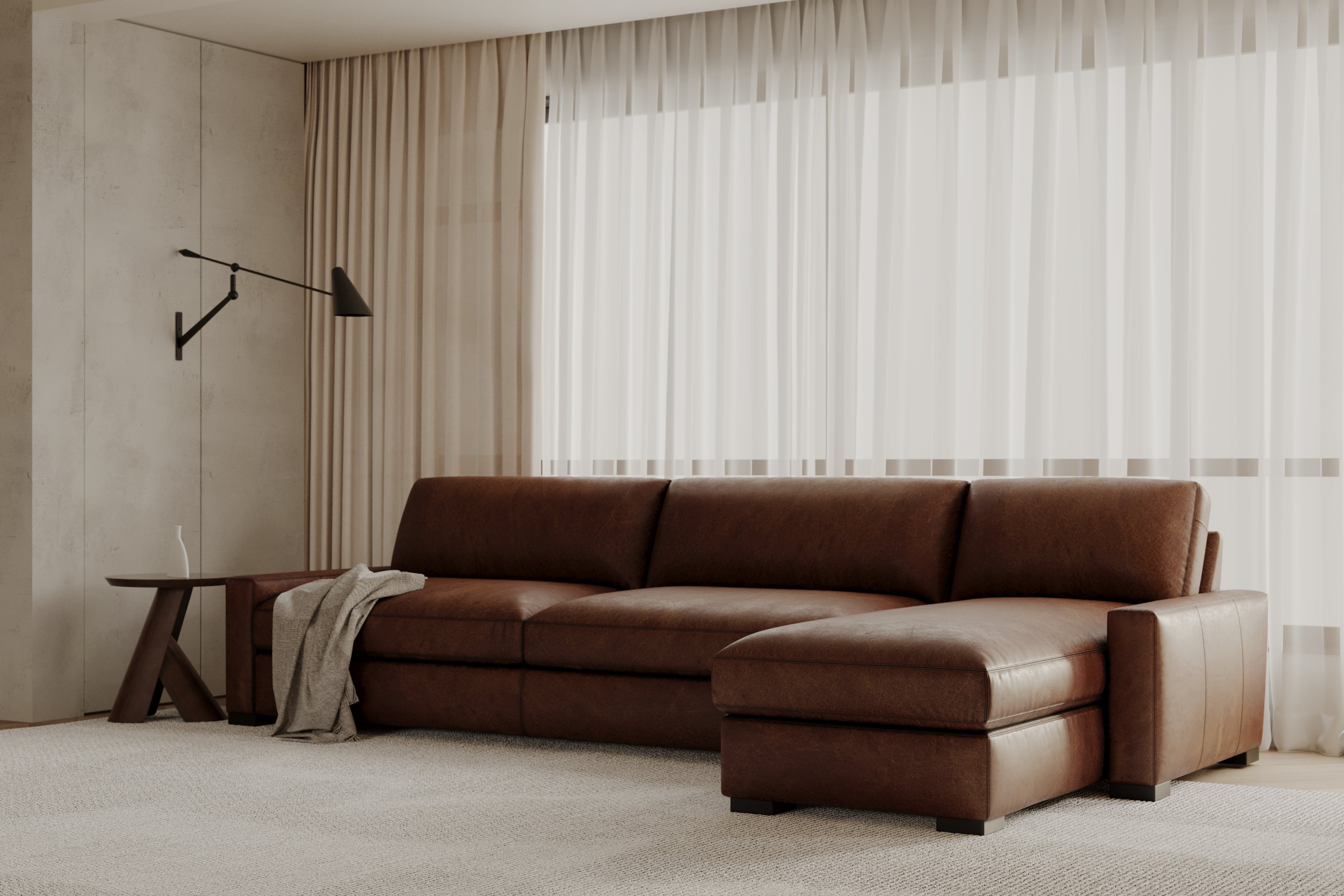 Brunelle  Full-aniline Nordic Hygge™ Leather Sectional Sofa with ComfortSoft™ Technology & Latex Foam