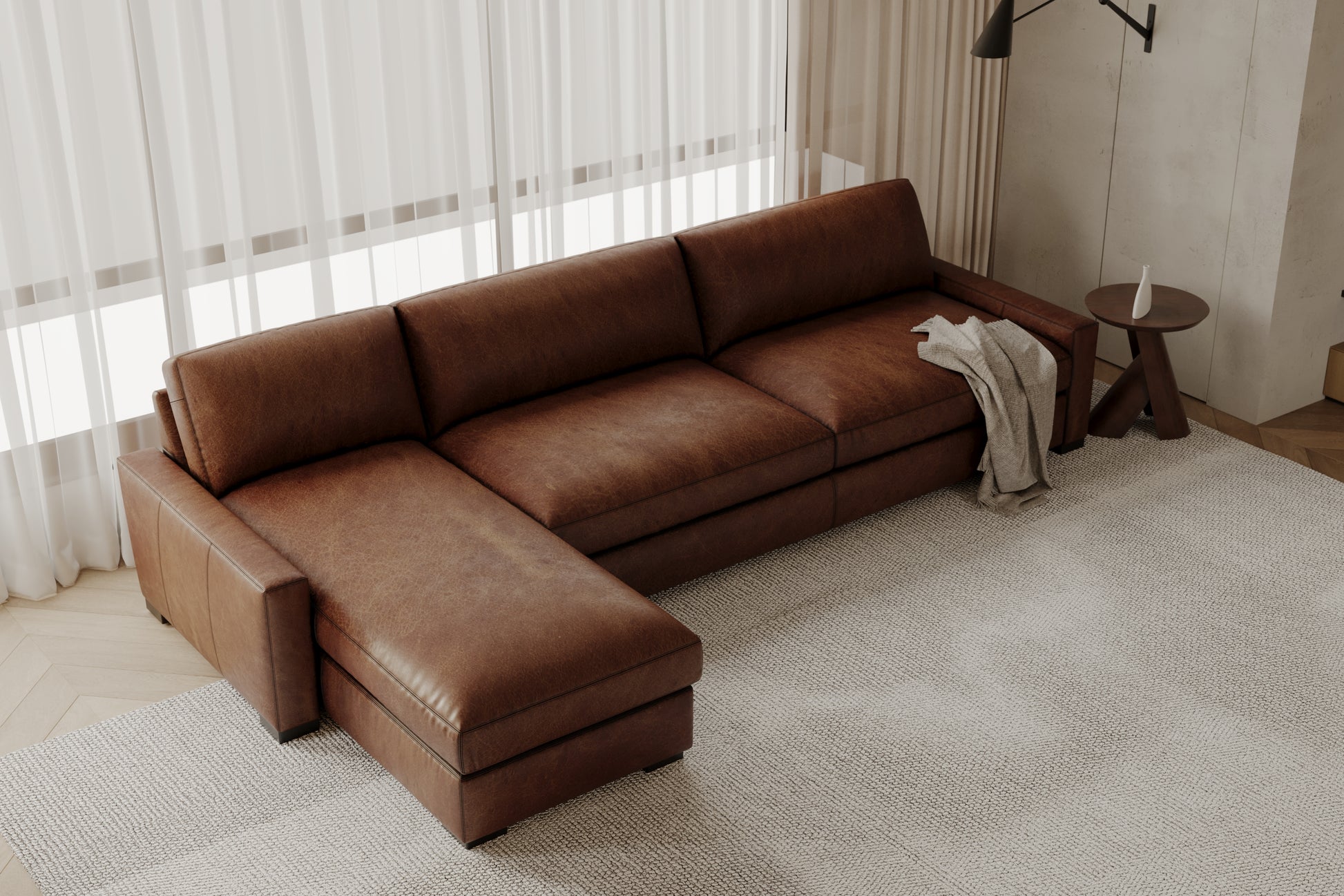 Brunelle  Full-aniline Nordic Hygge™ Leather Sectional Sofa with ComfortSoft™ Technology & Latex Foam