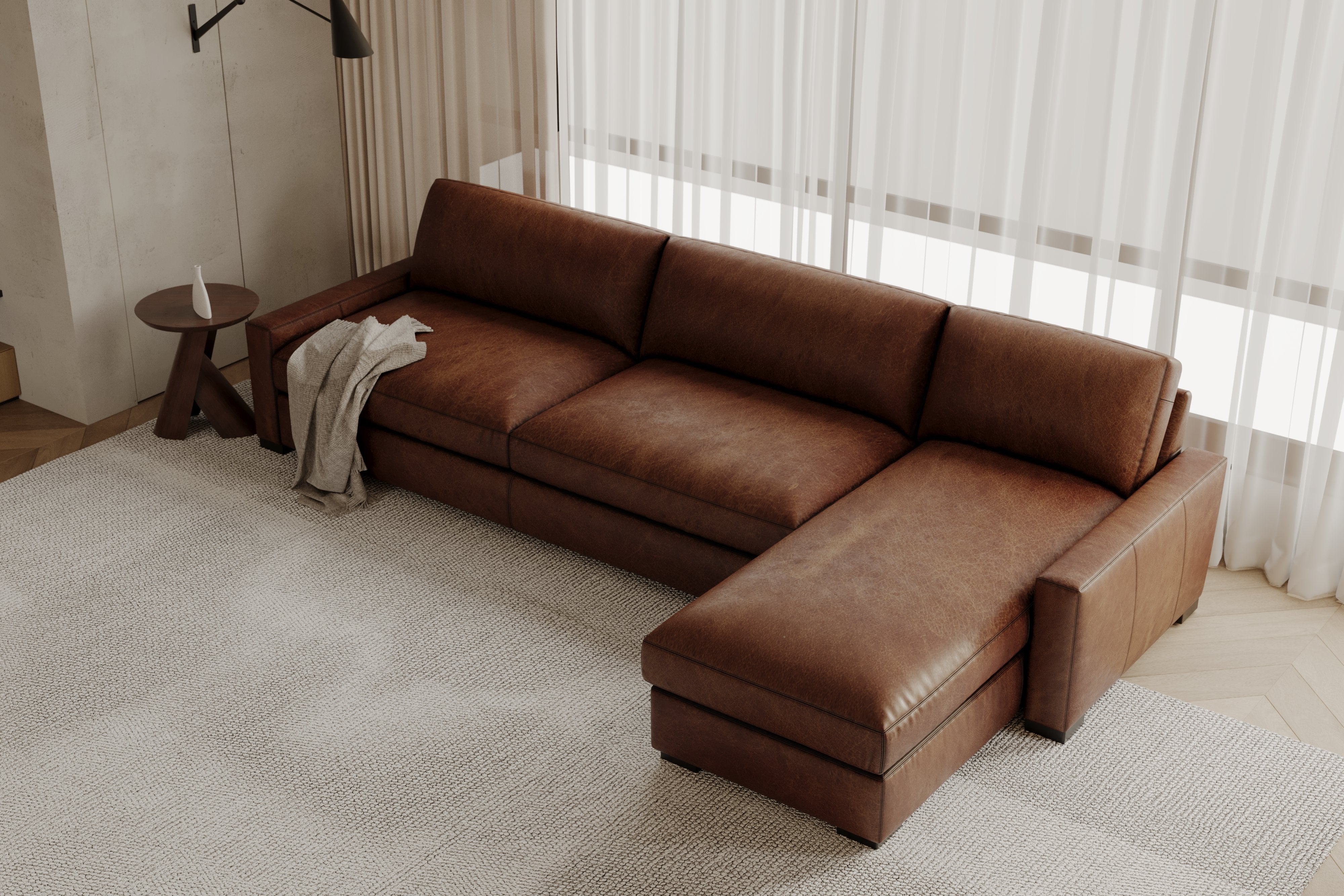 Brunelle  Leather Sectional Sofa