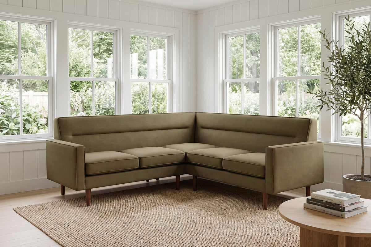 Cabourg Olive Corner Sectional in a room