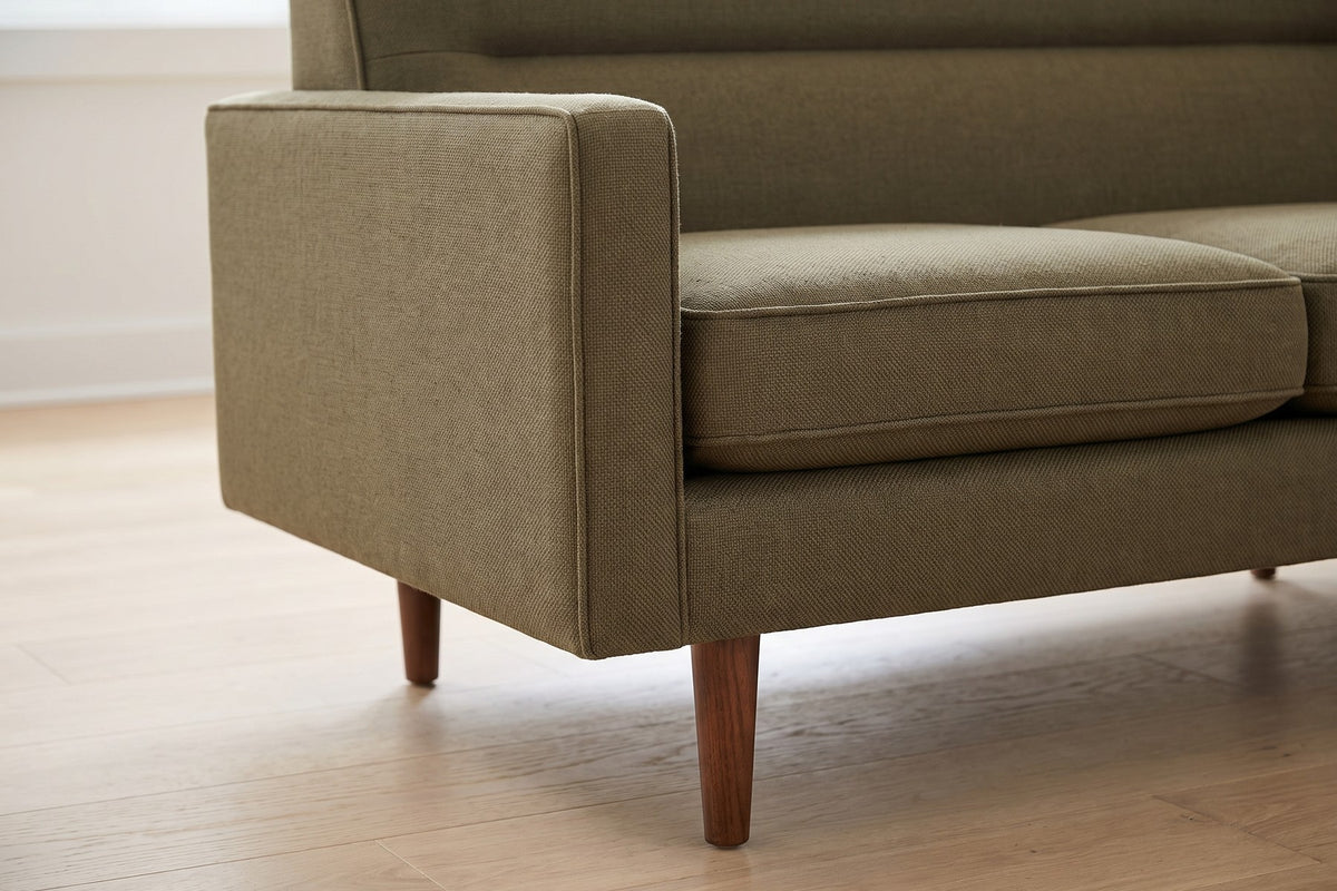 Cabourg 88" Corner Sectional – Performance Fabric, Tight Back, Walnut-Finish Legs