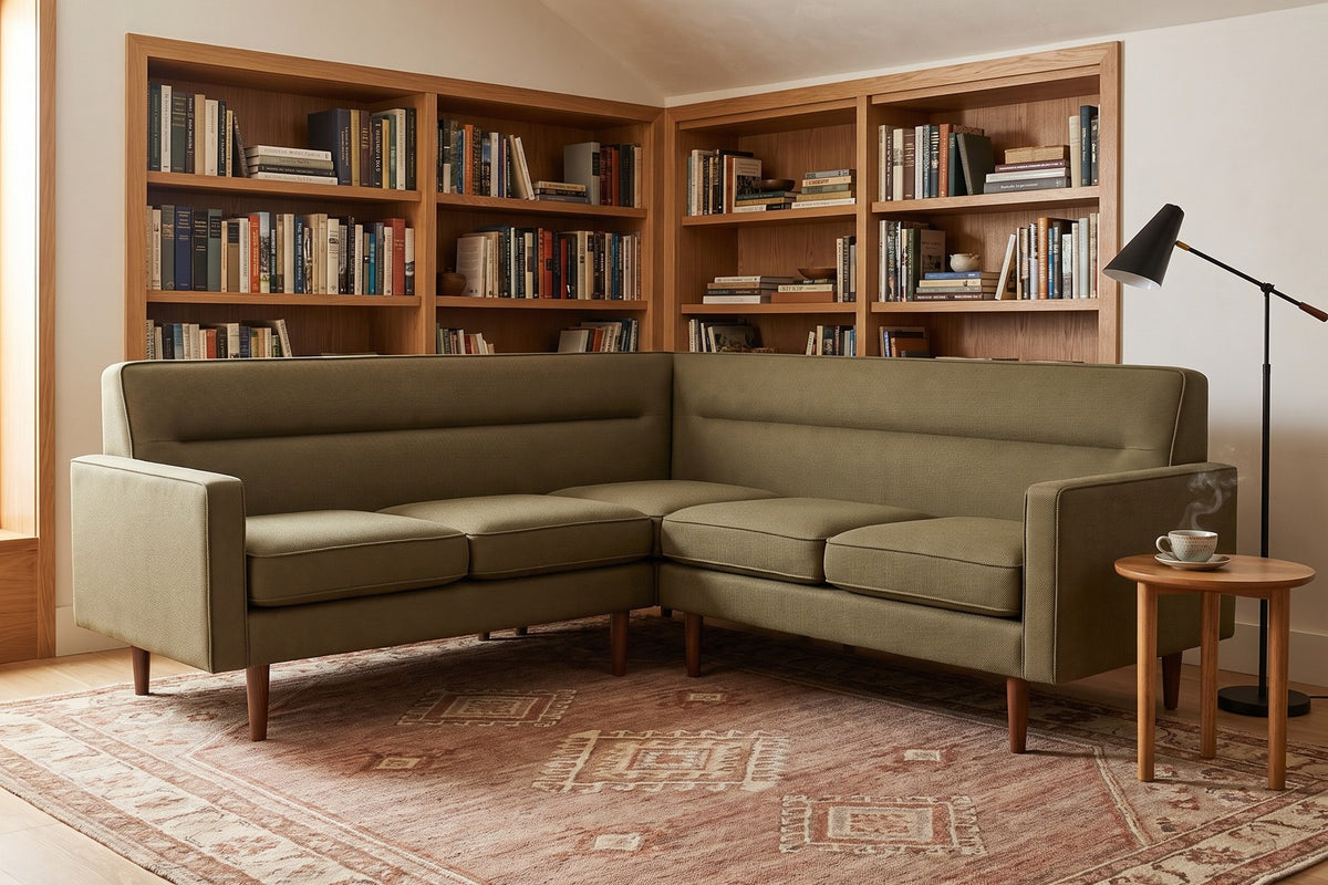 Cabourg Olive Corner Sectional in a home