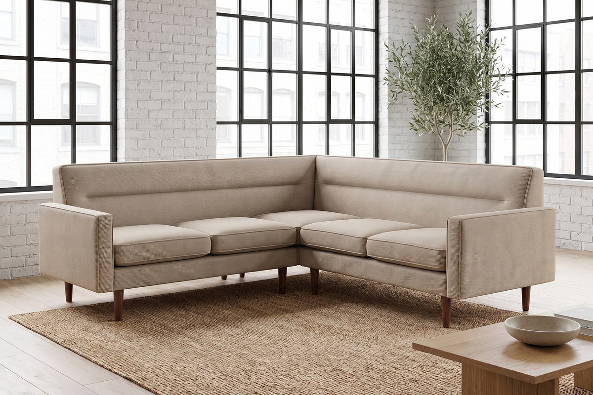 Cabourg 88" Corner Sectional – Performance Fabric, Tight Back, Walnut-Finish Legs
