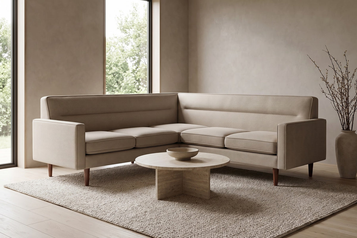 Cabourg 88" Corner Sectional – Performance Fabric, Tight Back, Walnut-Finish Legs