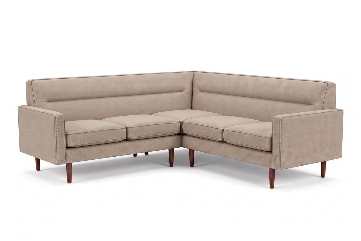 Cabourg Corner Sectional in Oatmeal, three-quarter view on white
