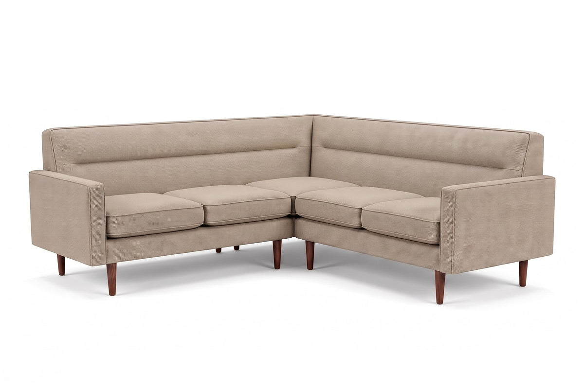 Cabourg 88" Corner Sectional – Performance Fabric, Tight Back, Walnut-Finish Legs