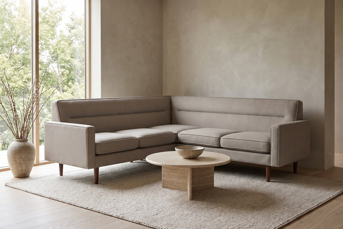Cabourg Corner Sectional in Stone, in a living space