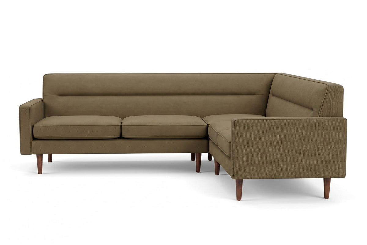 Cabourg 88" Corner Sectional – Performance Fabric, Tight Back, Walnut-Finish Legs