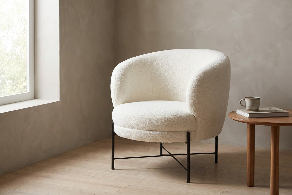 Camille Sherpa Barrel Accent Chair