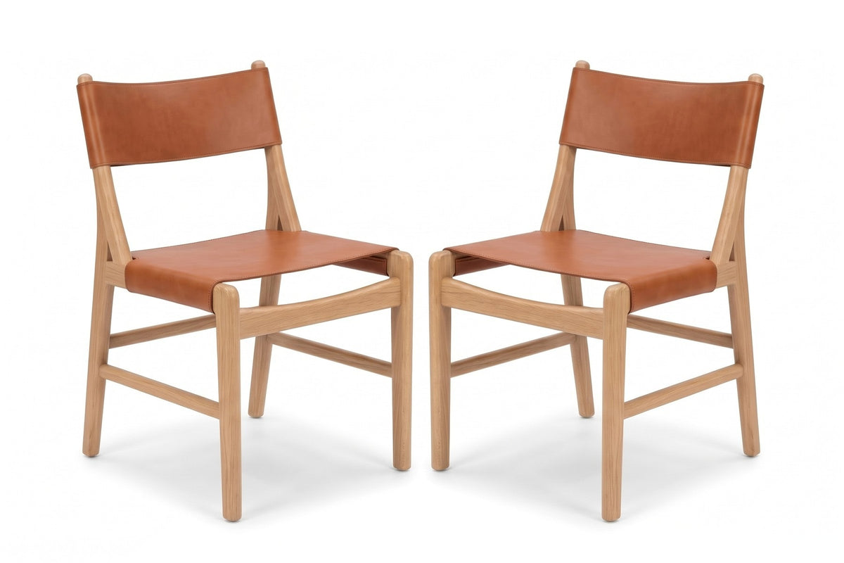 Cassis Leather Sling Dining Chair on white