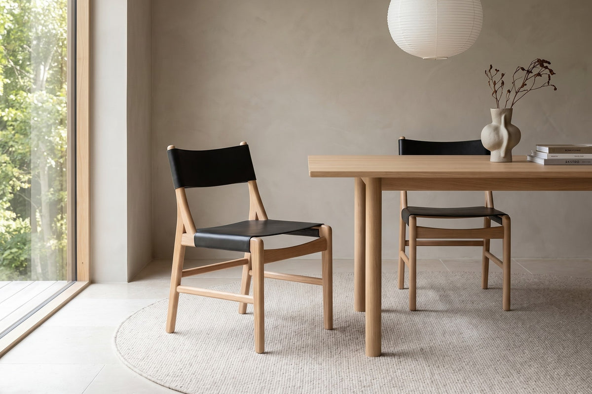 Cassis Leather Sling Dining Chair – Solid Oak Frame, Set of 2