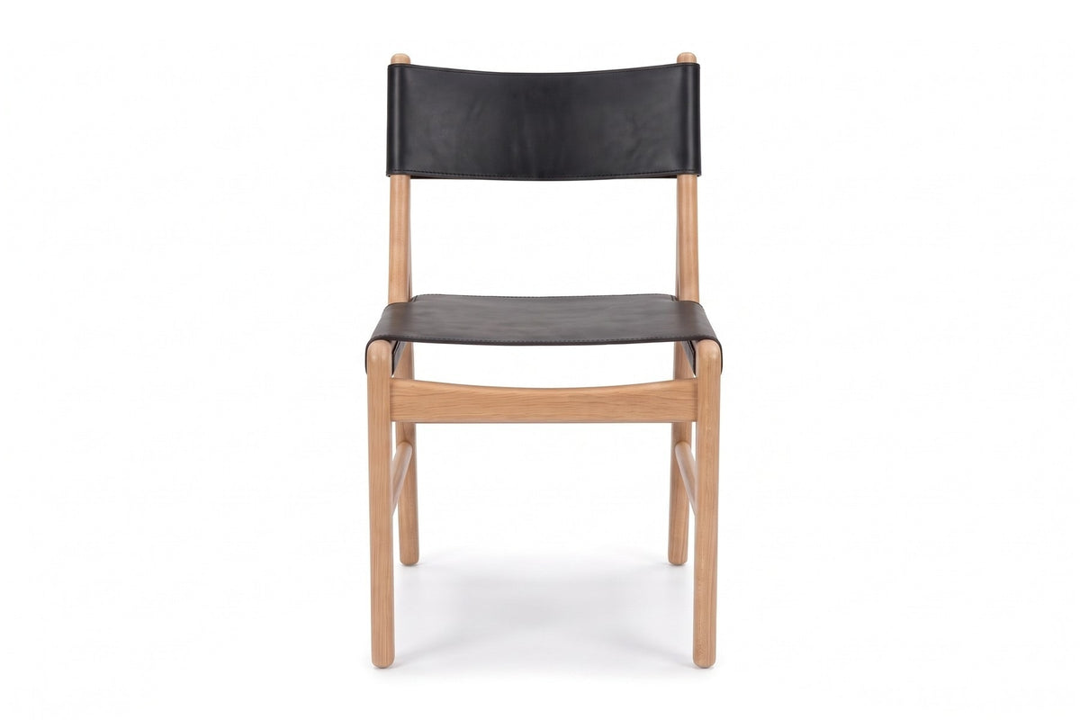Cassis Leather Sling Dining Chair – Solid Oak Frame, Set of 2