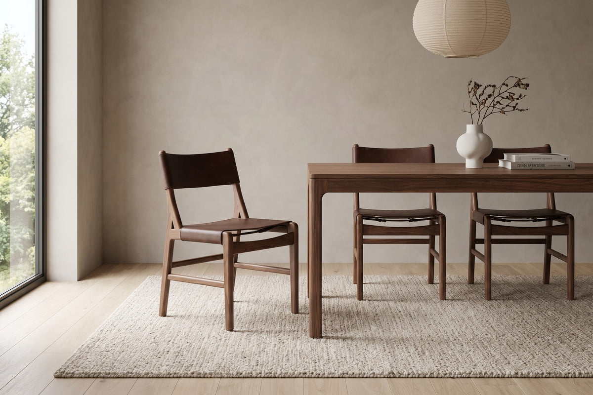 Cassis Leather Sling Dining Chair – Solid Oak Frame, Set of 2