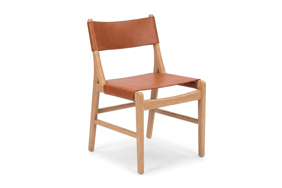 Cassis Leather Sling Dining Chair – Solid Oak Frame, Set of 2