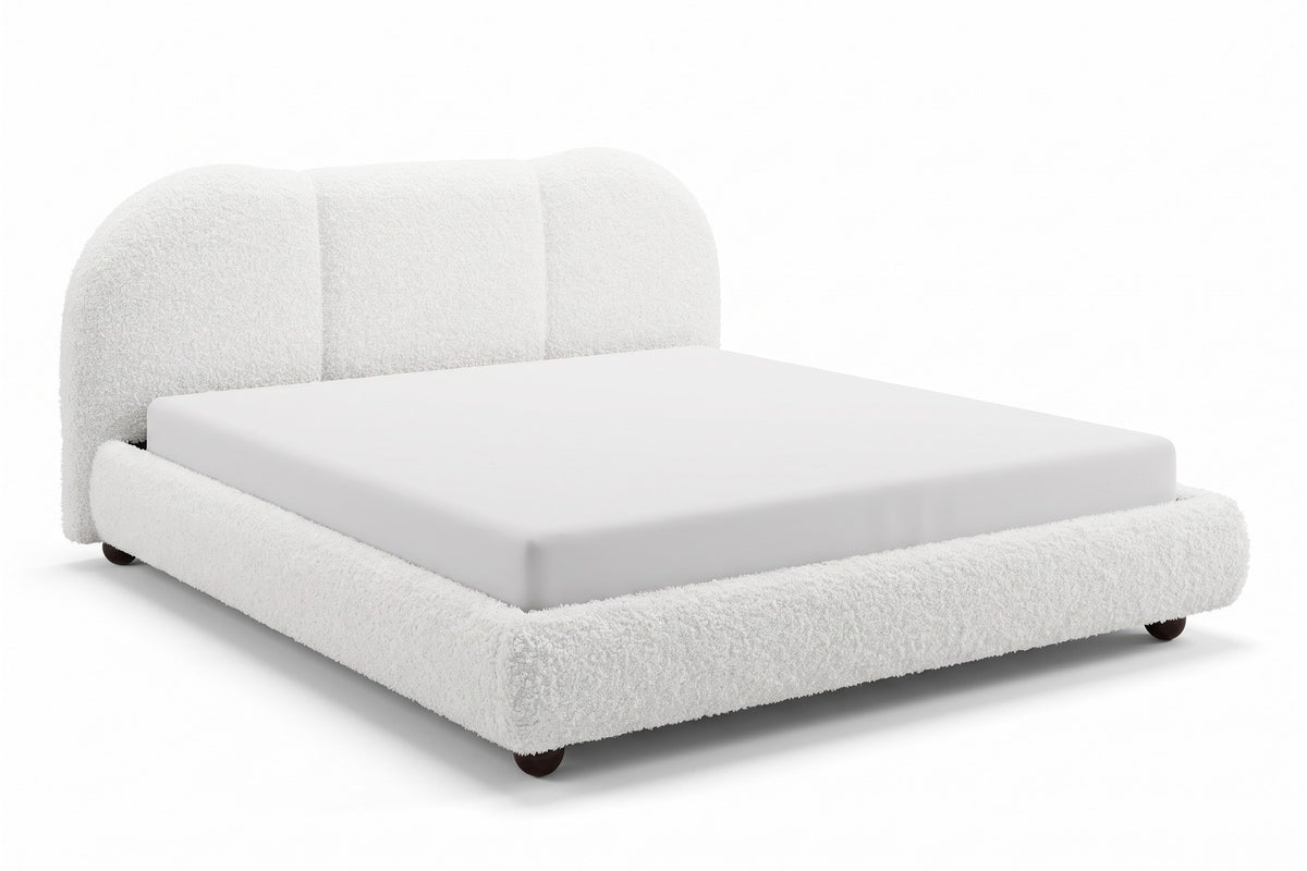 Celeste Bouclé Cloud Platform Bed – White, King